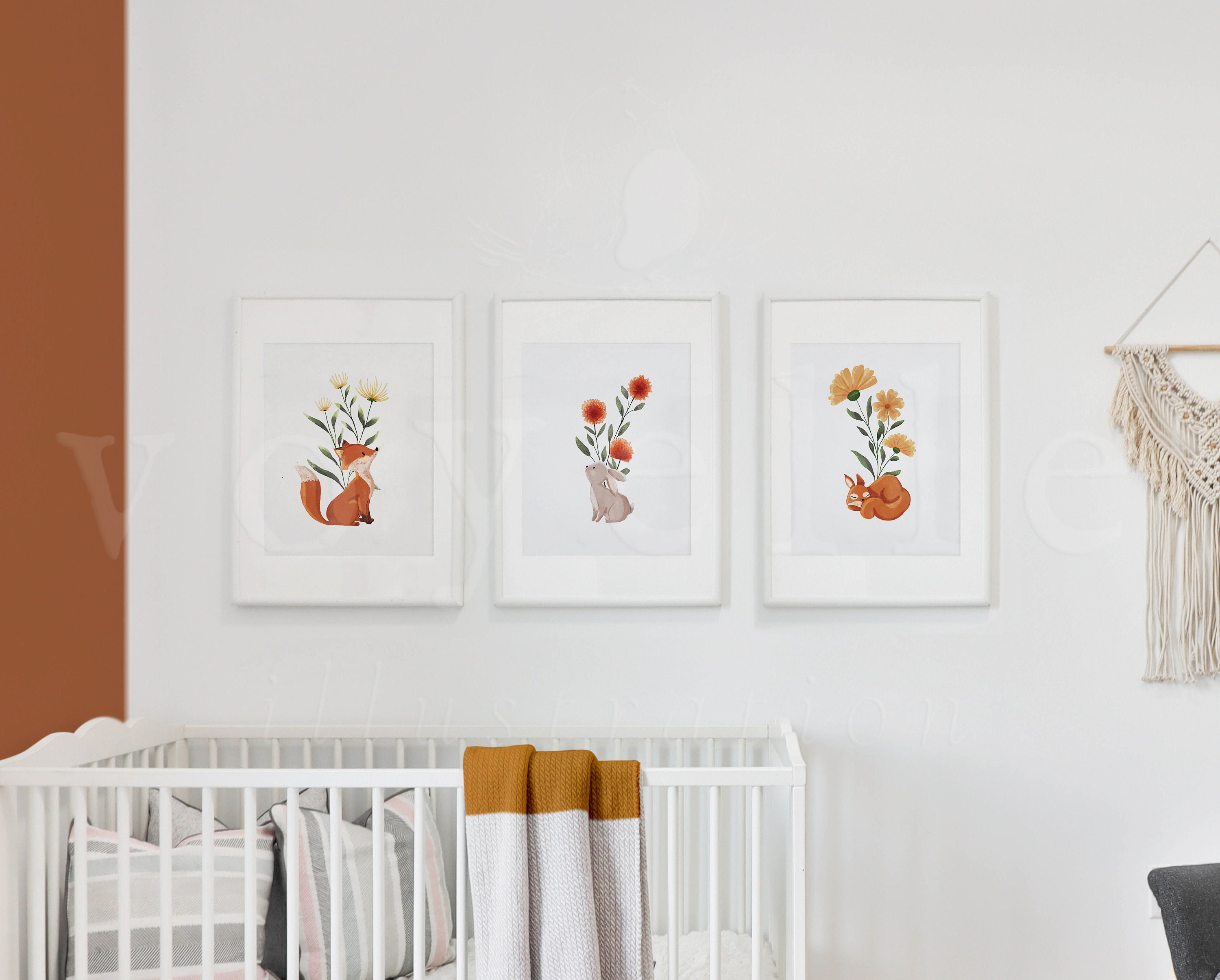Lot de 3 Affiches Décoration Chambre Bébé - Animaux La Forêt