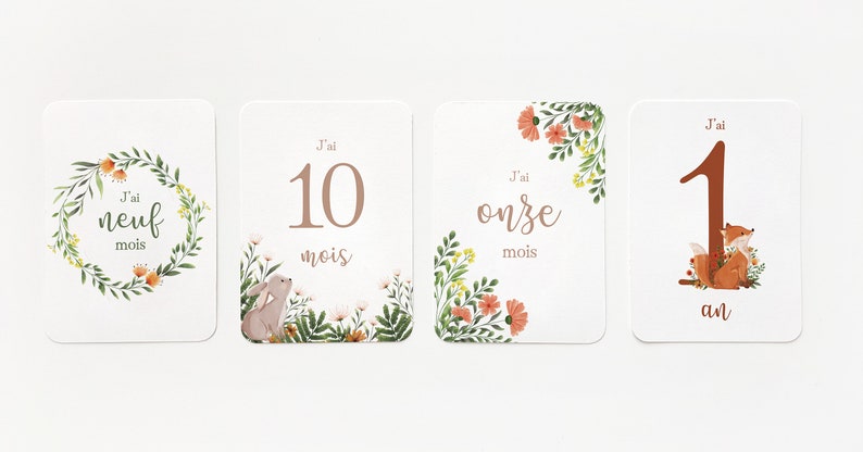 Baby milestone cards - first year and first times - forest animals image 6