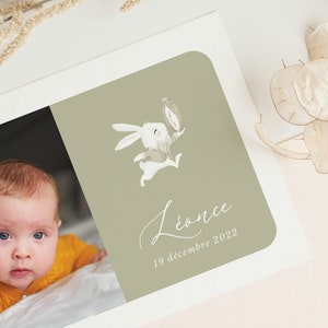 Announce birth baptism girl or boy little rabbit A6 - envelopes included
