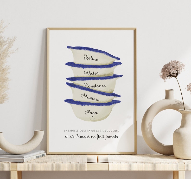 Breton bowls family poster poster Customizable first name gift A2 / A3 / A4 / A5 frame not included image 5