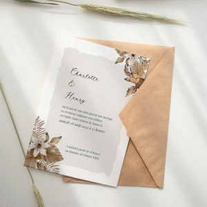 Wedding announcement A5 - boho pampas country natural