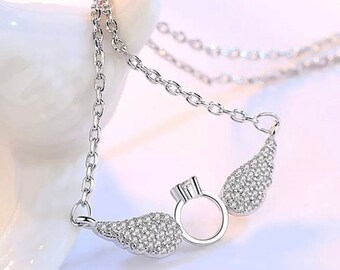 Angel Wing Necklace | Bridal Trendy Necklace Set | angel wing necklace memorial gift | Memorial Wing Necklace | Wing Necklace
