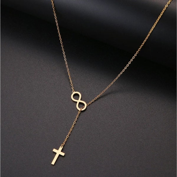 Infinity Cross Necklace | Christian Cross Charm | Dainty Necklace | Gift For Her | Christian Gift | Gold Cross Necklace