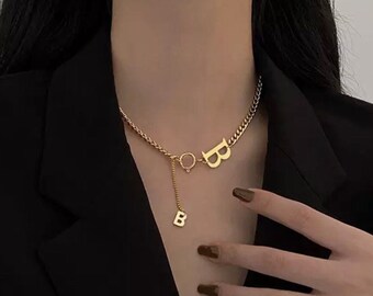 Letter B Necklace - Etsy