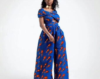 off shoulder kitenge jumpsuit