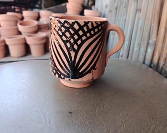 3 Hand-Painted Moroccan Terracotta Cup – Traditional Leben Tumbler, Boho Drinkware