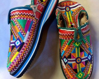 Handcrafted Moroccan Leather Slippers | Vibrant Geometric Embroidery, Boho Loafers | Unisex