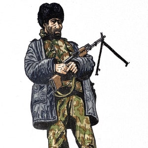 Chechen Guerilla | Watercolor and Ink | Military Illustration