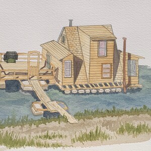 Hausboot | Aquarell Illustration | Americana