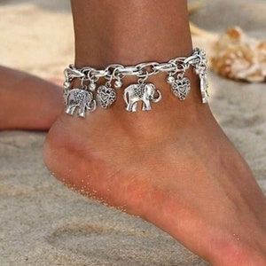 Elephant Charm Anklet/Wearable Jewelry/Bracelets/Silver