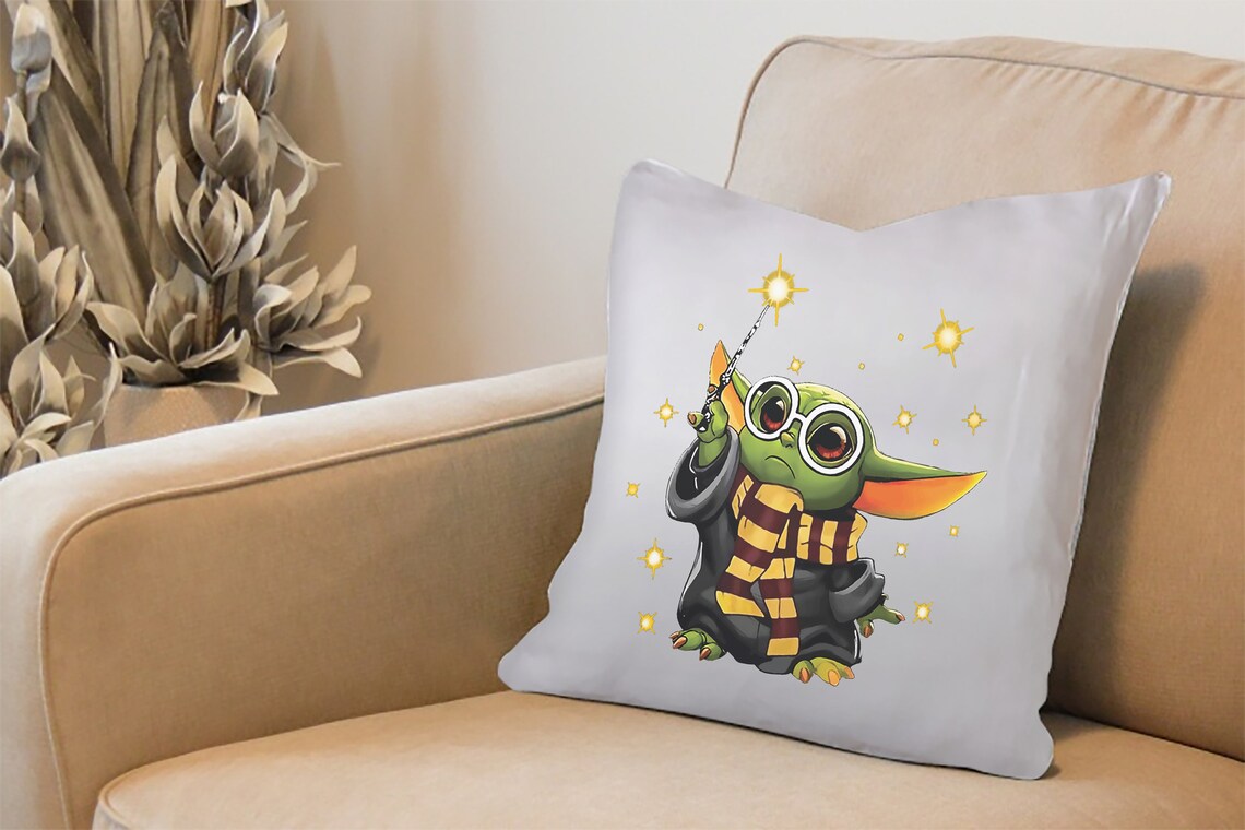 Baby Yoda Herry Potter Pillow Cover Star Wars Pillow Baby Etsy