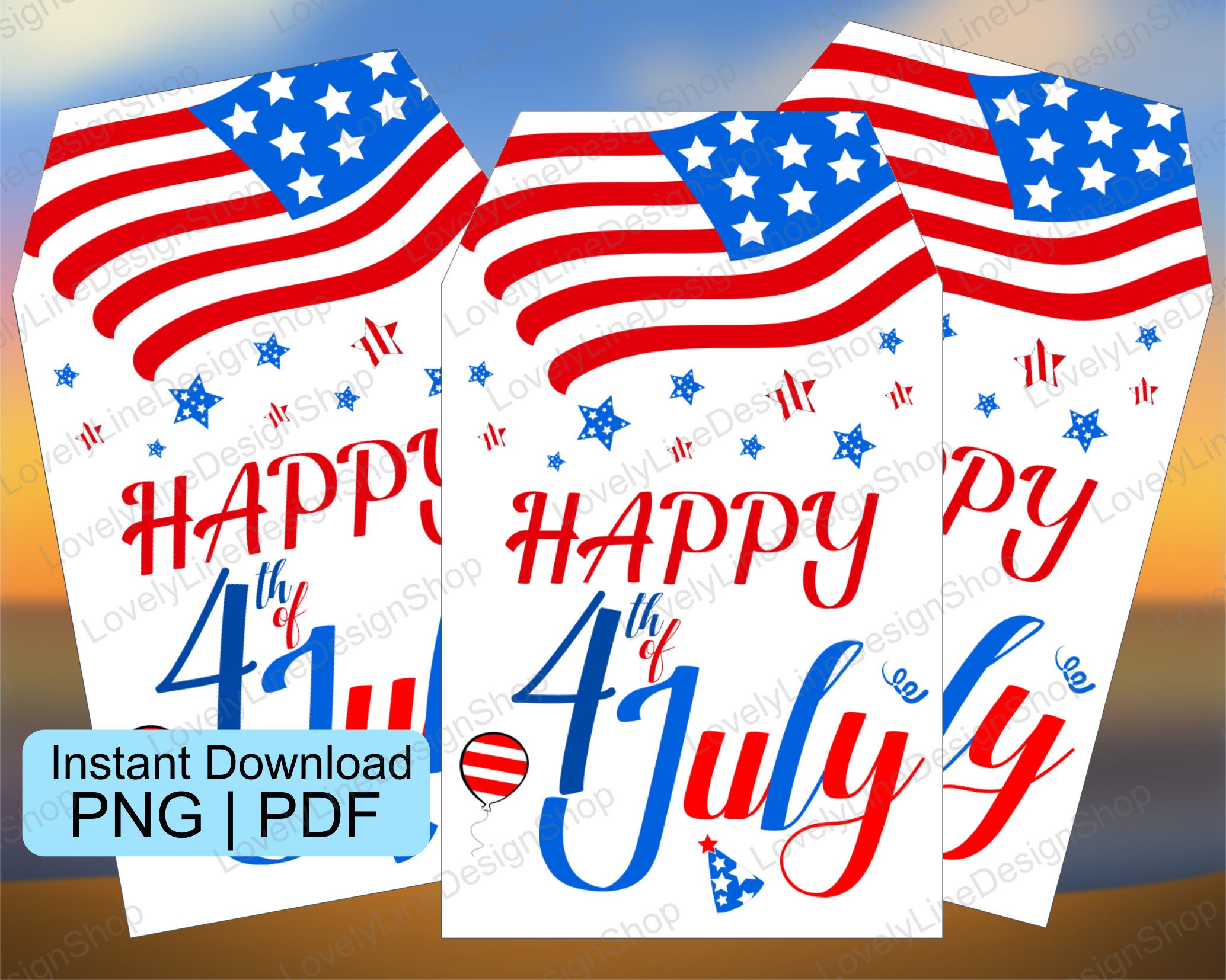 Happy 4th of July Printable Favor Tags Fourth of July | Etsy