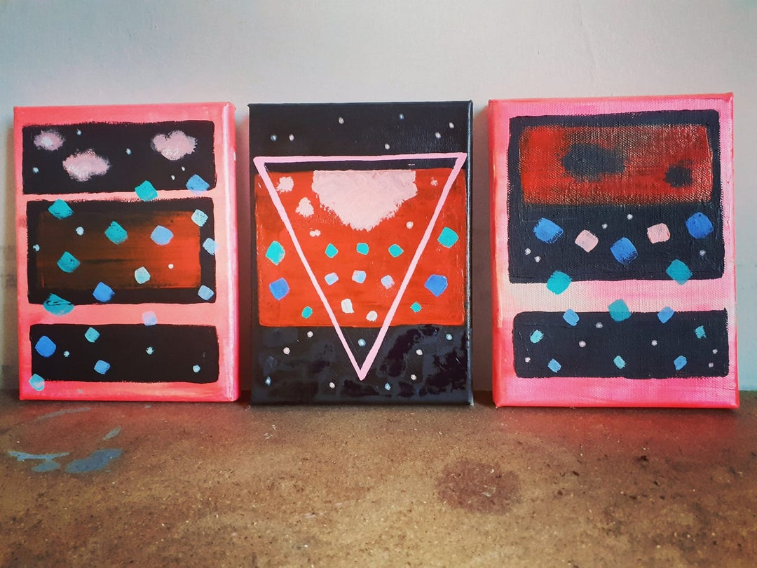 Set 3 Abstract Paintings Small Format. 3 Small Abstract - Etsy