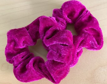 Scrunchie Set | Plum/Deep Pink Velvet Hair Ties | Girls Hair Accessories