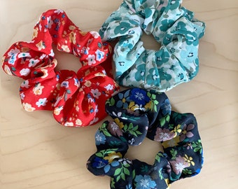 Scrunchie Trio Set | Floral Accessories | 3 Pack Hair Ties