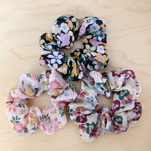 Scrunchie Trio Set | Floral Spring Accessories | 3 Pack Hair Ties