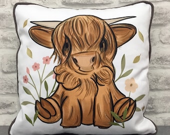 Calf cushion | Etsy Highland Cow Baby Throw Pillow