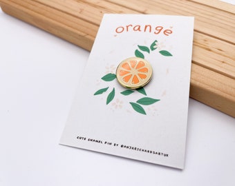 Orange Enamel Pin - Clementine Pin - Cute Fruit Enamel Pin- By Anjarichardsartuk