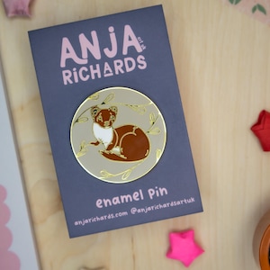 Weasel Enamel Pin: Gold Plated Woodland Creature Badge By Anjarichardsartuk