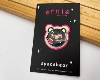 Space Bear Enamel Pin – Glitter Galaxy Badge – Cute Bear Gift - By Anjarichardsartuk