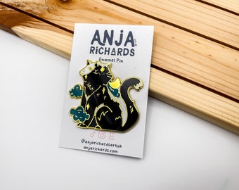 Skye & Moon Enamel Pin - Moon Pin - Cat Pin - Cute Pin - By Anjarichardsartuk