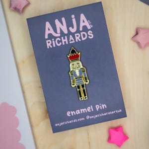 Nutcracker Enamel Pin: Gold Plated Christmas Ballet Badge - By Anjarichardsartuk