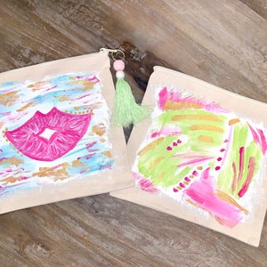 Hand Painted Abstract makeup bags
