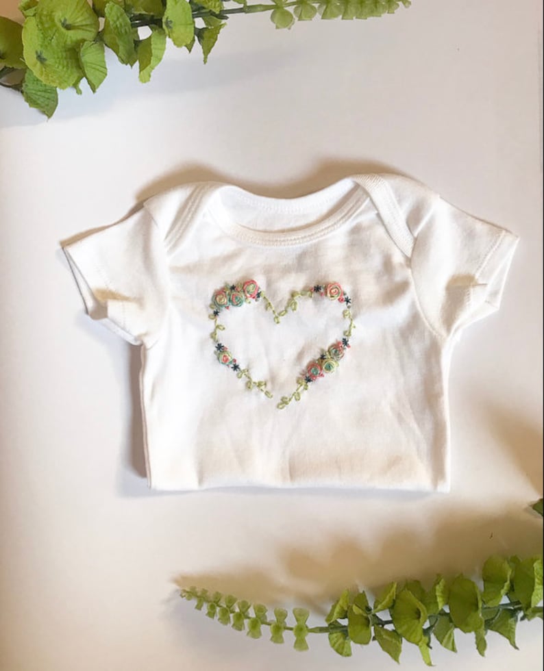 floral onesie Hand Embroidered onesies baby embroidered onesie baby organic onesies easter onesie baby Easter onesie summer onesies