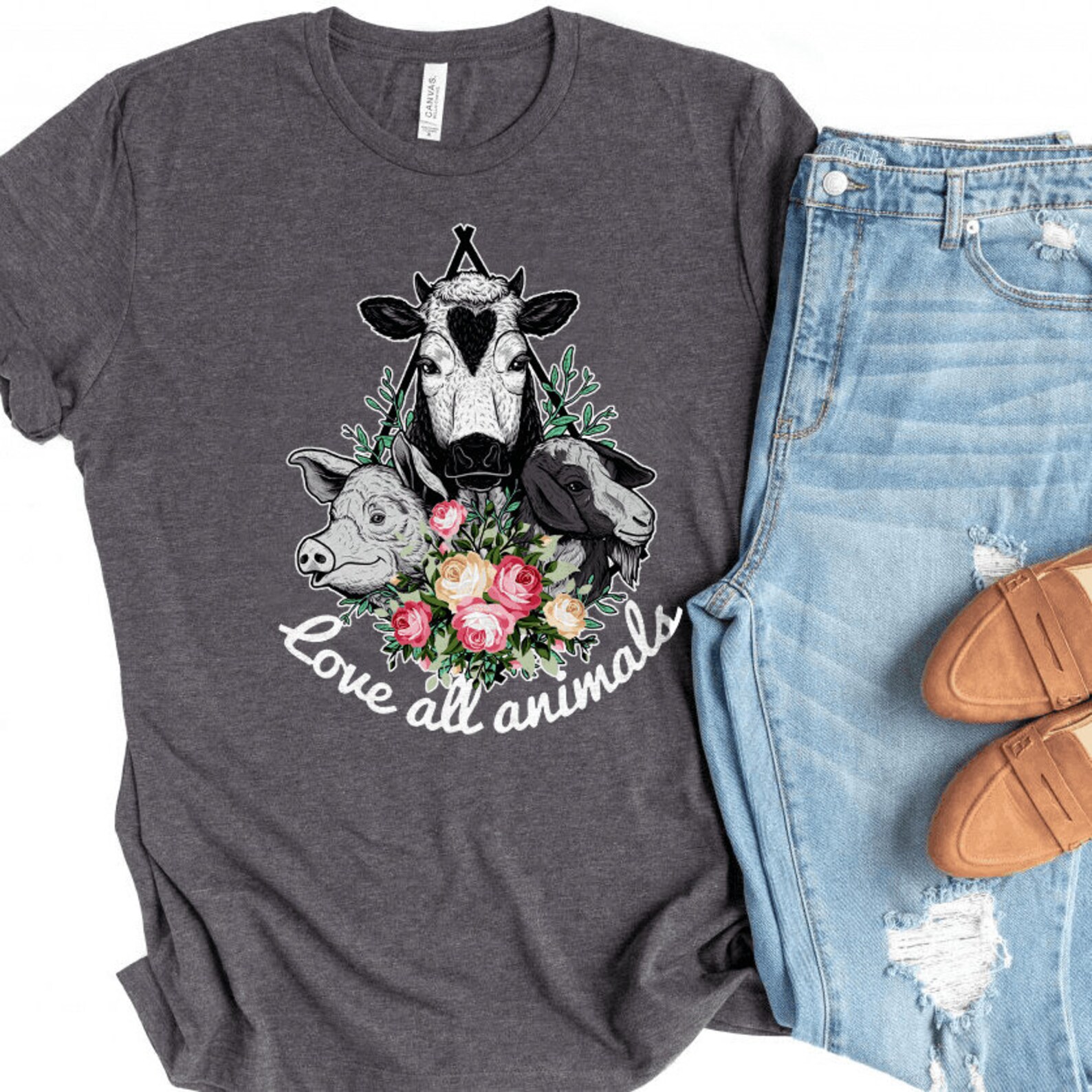 Love all animals Cute Animal Shirt Animal Lover Shirt Etsy
