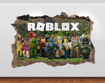 Roblox Wall Decal Etsy - roblox hole in wall 3d effect wall sticker suitable for kids bedroom walls doors and glass windows xxxl 130cm x 89cm