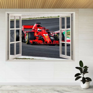 Sebastian Vettel Scuderia Ferrari 3d Window View Wall Sticker Poster Decal A131