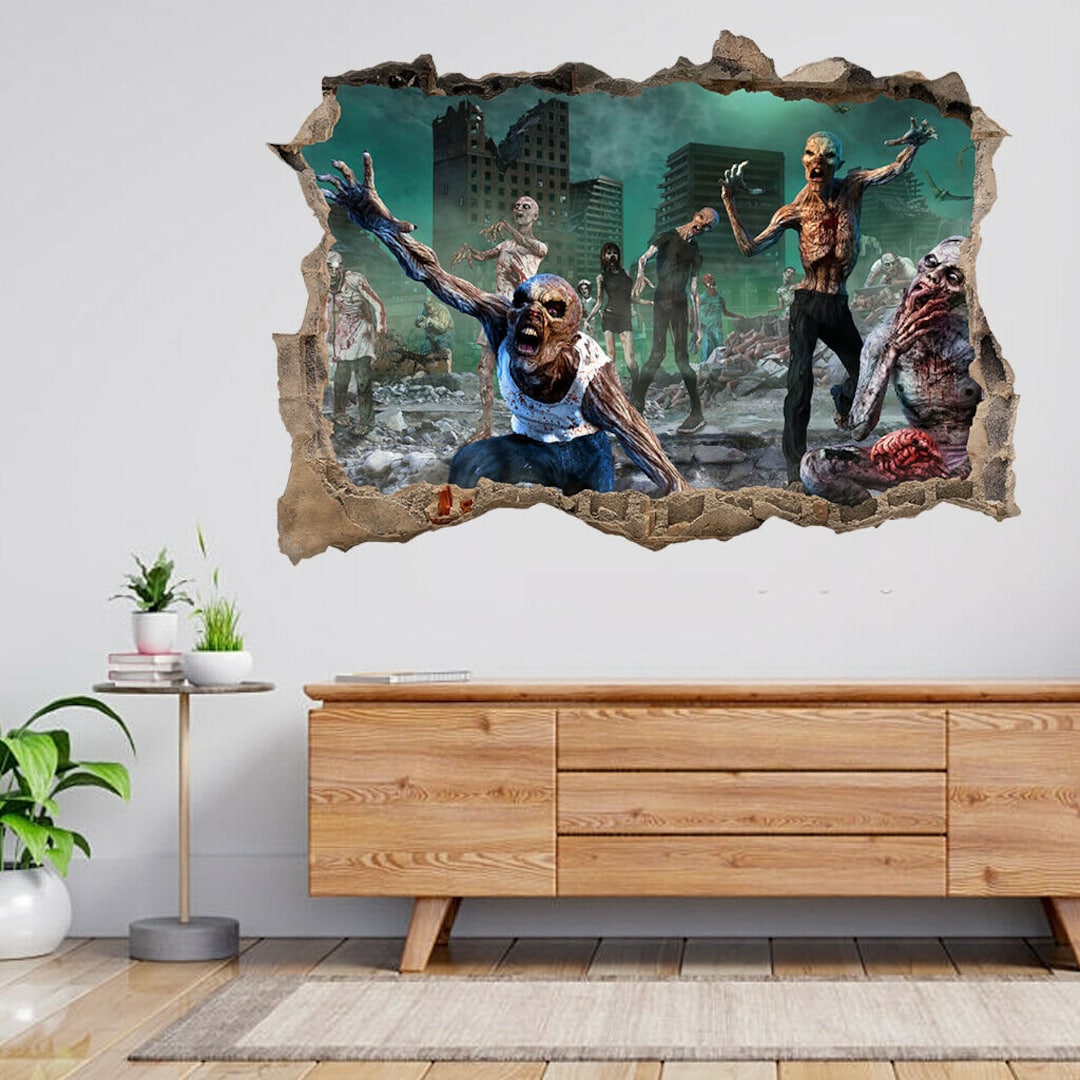 Zombie Scene 3D Illustration 3d Smashed View Wall Sticker Poster