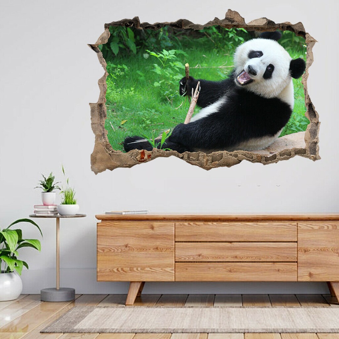 Smashed Panda A Playful Happy Panda in China 3d Smashed View Wall Sticker Poster ...