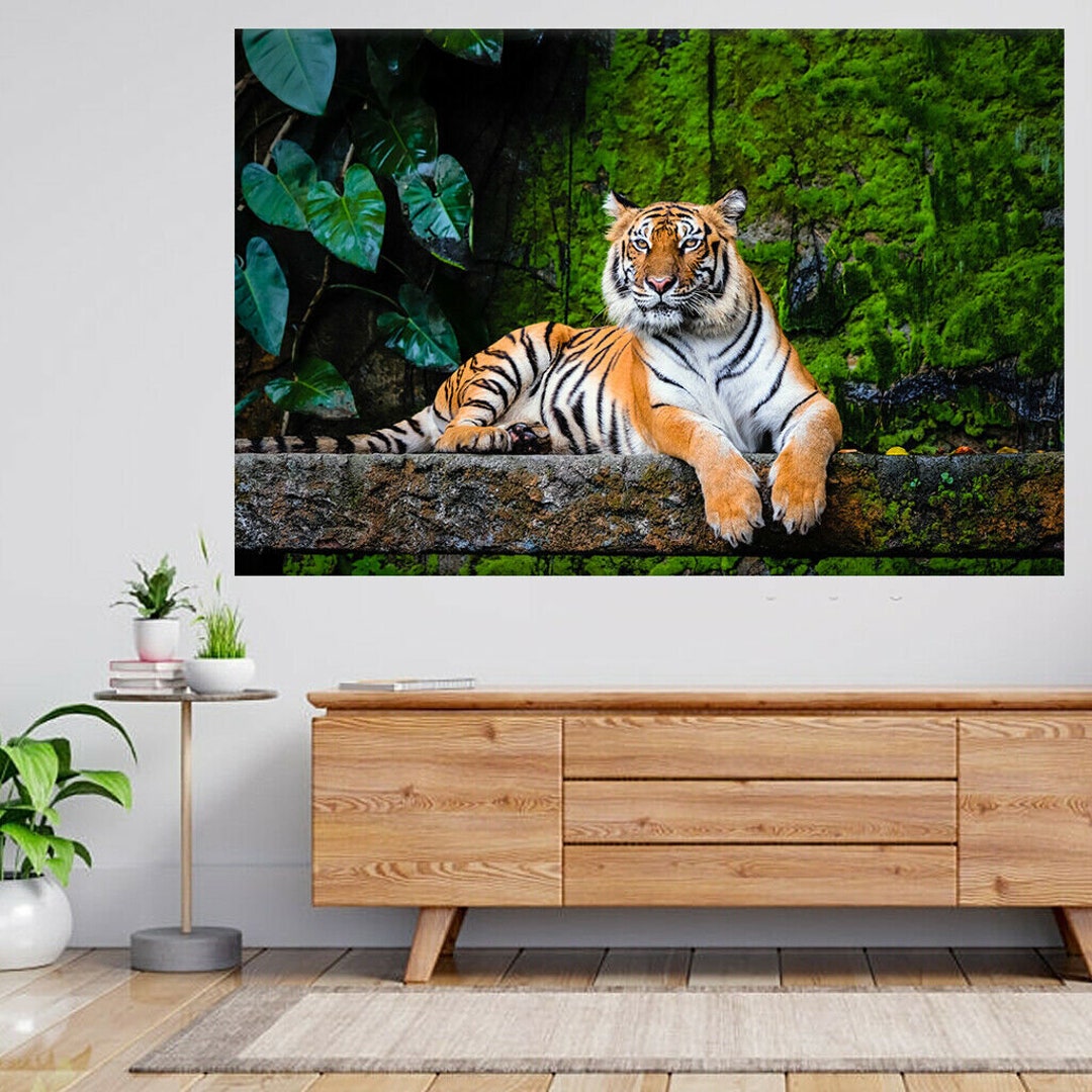 Tiger Lion Jungle Animal Big Cat 3d View Wall Sticker Poster Decal A229 ...
