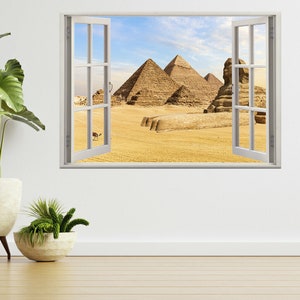 Pyramids Of Giza & Sphinx, Egypt 3d Window View Wall Sticker Poster Decal A992