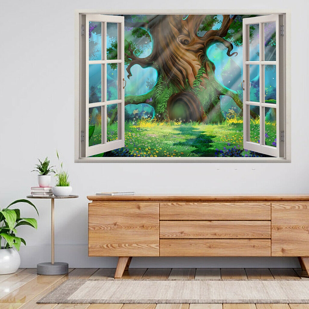 Nature Fantasy Tree Fairy Princess 3d Window View Wall Sticker Poster ...