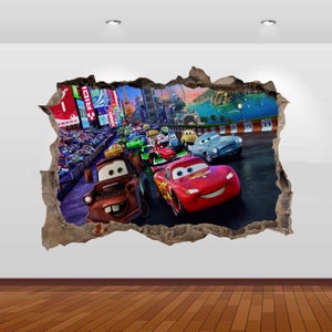 Wyścigi samochodowe dzieci Mc 3D Queen Vinyl plakat naklejka usuwalny klej sypialnia 674 sztuka dzieci mural