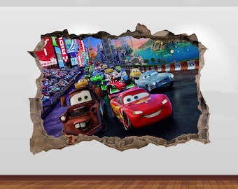 Racing Cars Kids Mc 3D Queen Vinyl Poster Decal Removable Adhesive Bedroom 674 Art Kids Mural