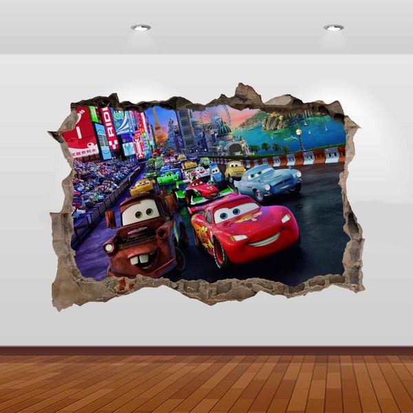Racing Cars Kids Mc 3D Queen Vinyl Poster Decal Removable Adhesive Bedroom 674 Art Kids Mural