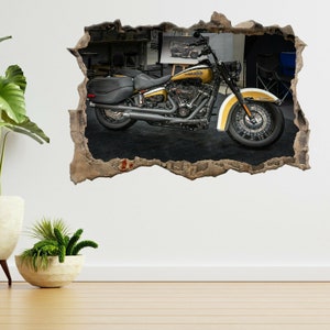 Harley Davidson Motorcycle Bike 3d Smashed View Wall Sticker Poster Decal A531
