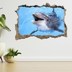 Encantador Dolphin Play Underwater 3d Smashed View Adesivo de Parede Decalque A780