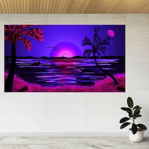 Natural Sunset Sea Tropical Beach Ocean 3d View Wall Sticker Poster Decal A262