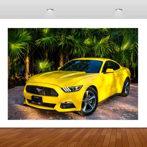 Super Sports Car Racing Yellow Horse Mustang 3D Vinyl Sticker Poster Decal Mural Removable s46 Art Kids Mural