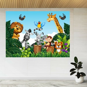 Wild Animals Jungle Nursery Zoo Elephant 3d View Wall Sticker Poster Decal A238