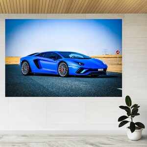 Lamborghini Car On Road In Desert 3d View Wall Sticker Poster Decal A241
