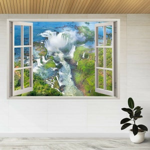 Beautiful Aerial Nature Waterfall 3d Window View Wall Sticker Poster Decal A170