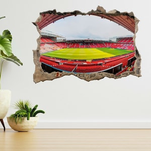 The Old Trafford Stadium, Club 3d Smashed View Wall Sticker Poster Decal A465