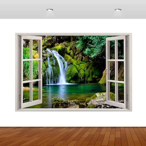 Nature Mountains Lake River Beautiful 3D Vinyl Poster Decal Removable Adhesive Sticker Bedroom 357