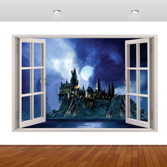 Castle Harry Wall Stickers Night Moon 3d Vinyl Poster Decal Etsy - roblox wall decal etsy uk wall decals etsy uk decals