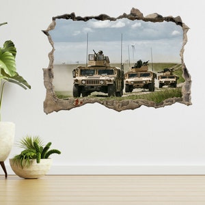 Fighting Machine Army Military 3d Smashed View Wall Sticker Poster Decal A918